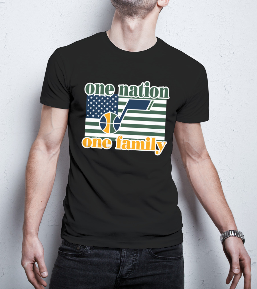 One Nation One Family Utah Jazz Basketball American Flag T-Shirt