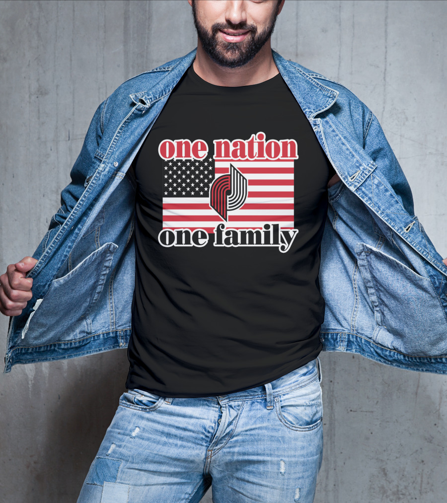 Portland Trail Blazers One Nation One Family American Flag T-Shirt