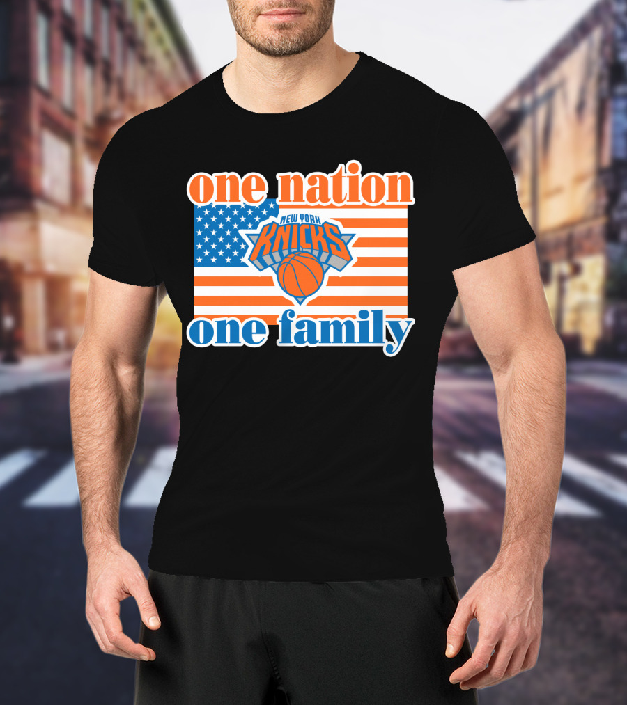 One Nation One Family New York Knicks 71 American Flag Basketball T-Shirt
