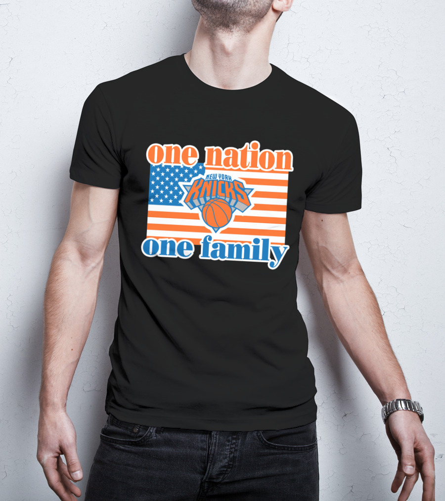 One Nation One Family New York Knicks 71 American Flag Basketball T-Shirt