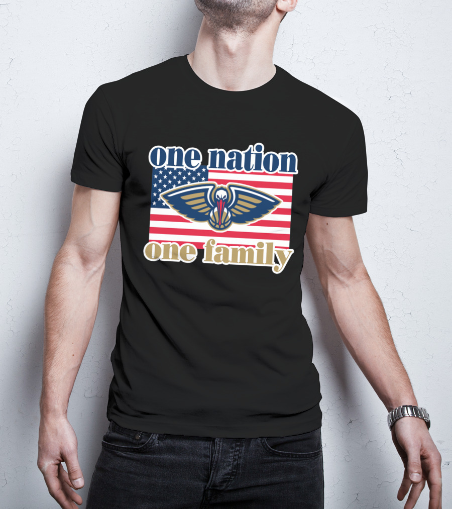 One Nation One Family New Orleans Pelicans American Flag T-Shirt