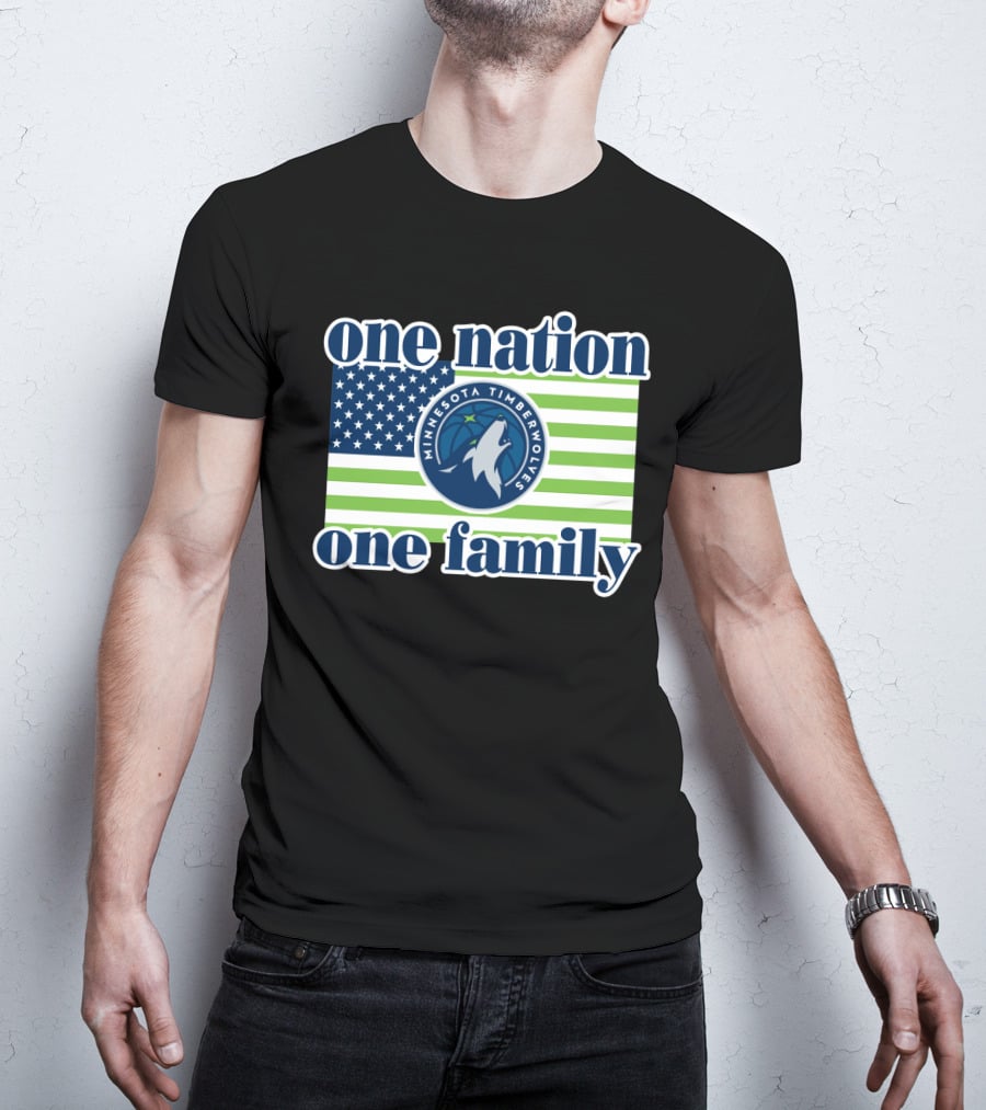 One Nation One Family Minnesota Timberwolves Flag T-Shirt