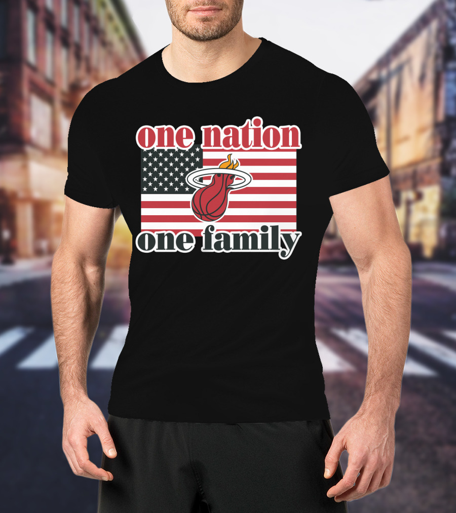 One Nation One Family Miami Heat American Flag T-Shirt