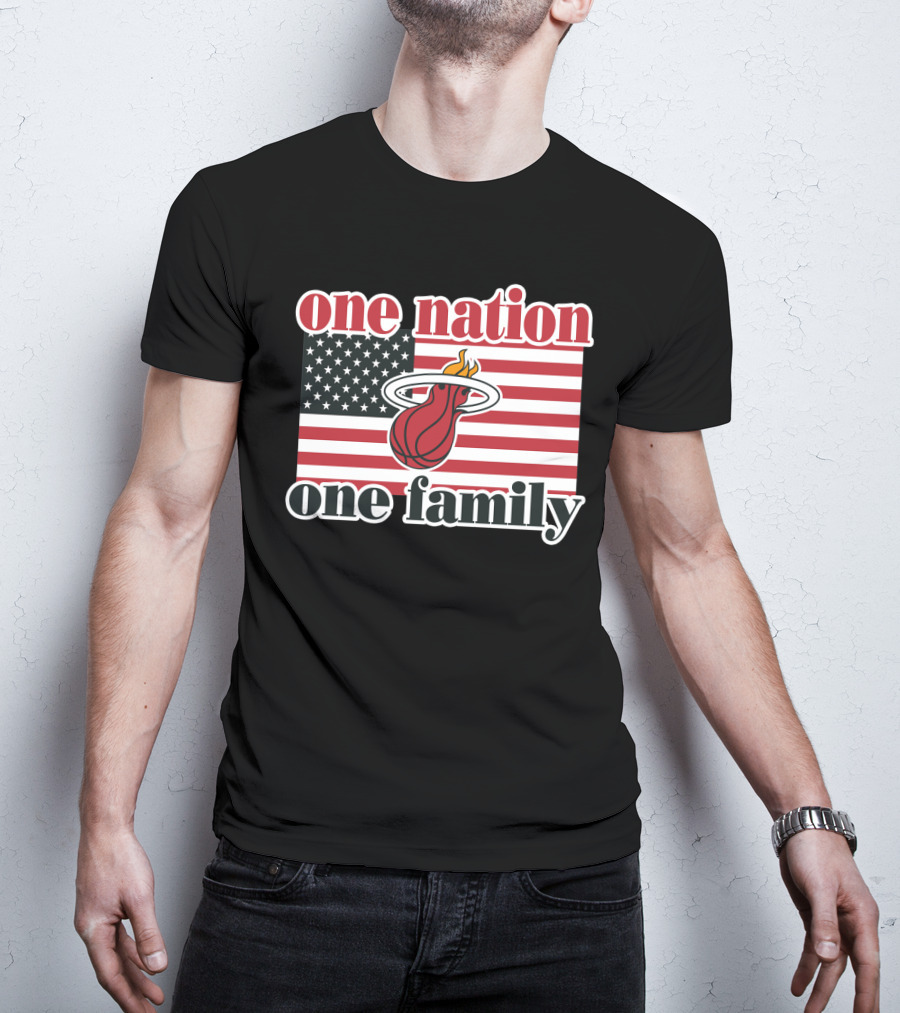 One Nation One Family Miami Heat American Flag T-Shirt