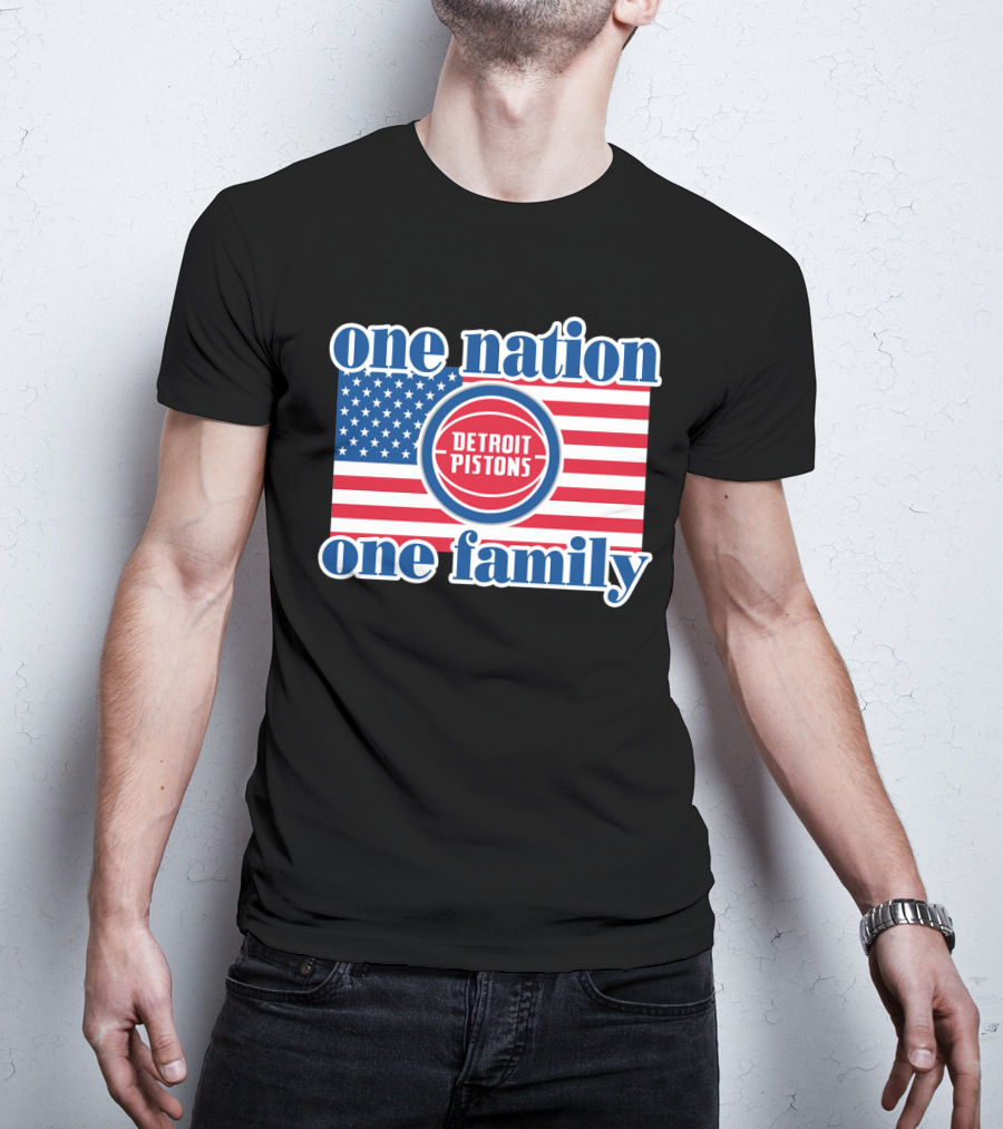 One Nation One Family Detroit Pistons 81 Usa Flag T-Shirt