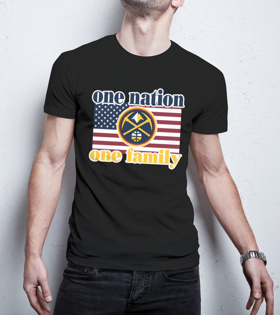 One Nation One Family Denver Nuggets American Flag T-Shirt