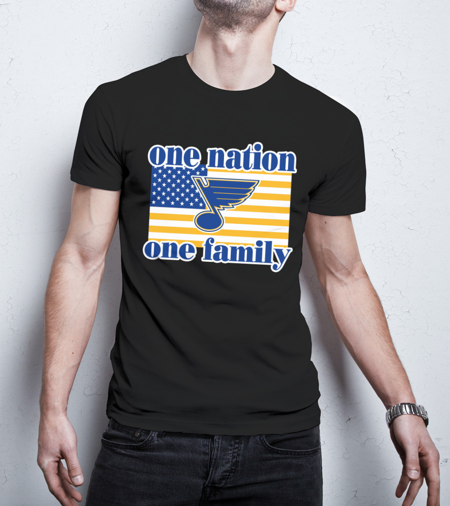 St Louis Blues One Nation One Family American Flag T-Shirt