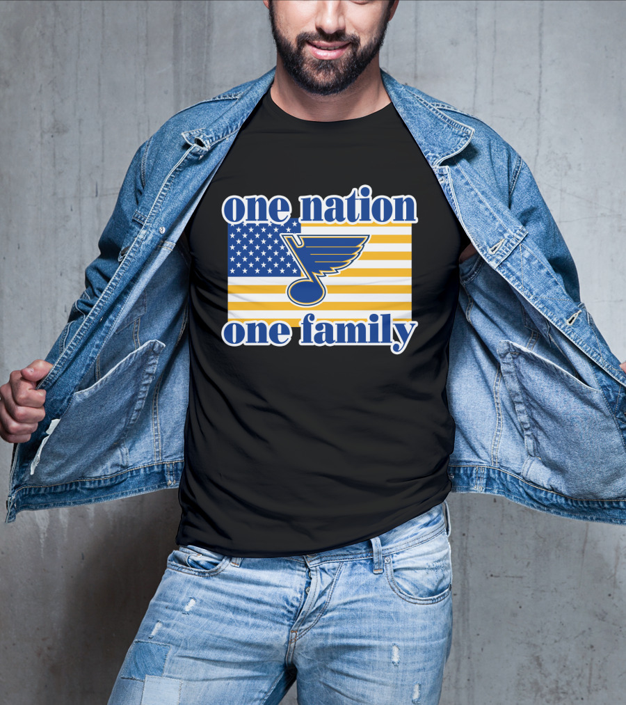 St Louis Blues One Nation One Family American Flag T-Shirt