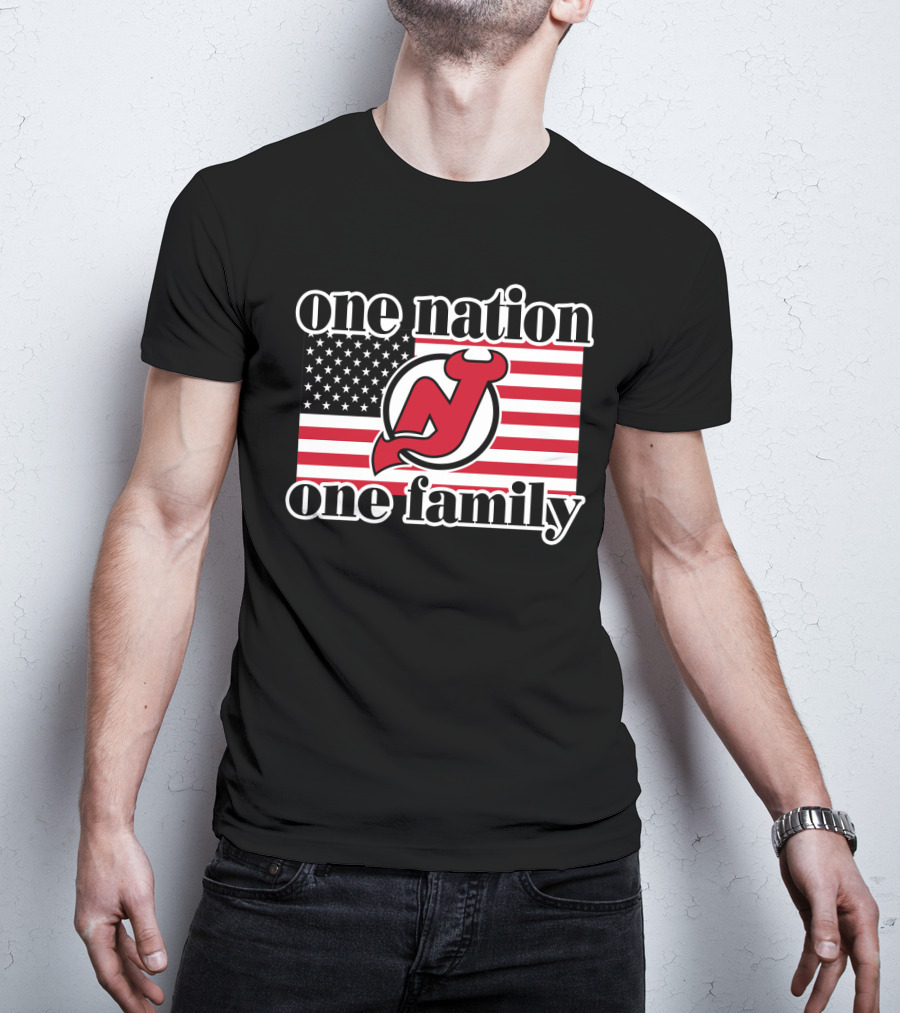 One Nation One Family New Jersey Devils American Flag T-Shirt