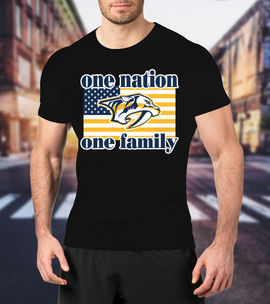 One Nation One Family Nashville Predators American Flag T-Shirt