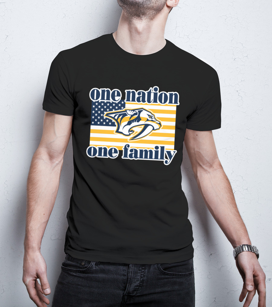 One Nation One Family Nashville Predators American Flag T-Shirt