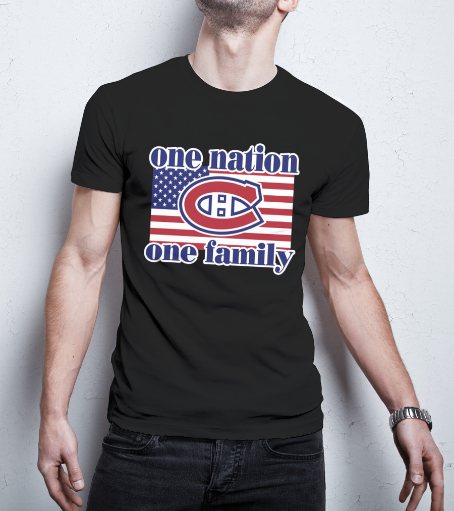One Nation One Family Montreal Canadiens Usa Flag T-Shirt
