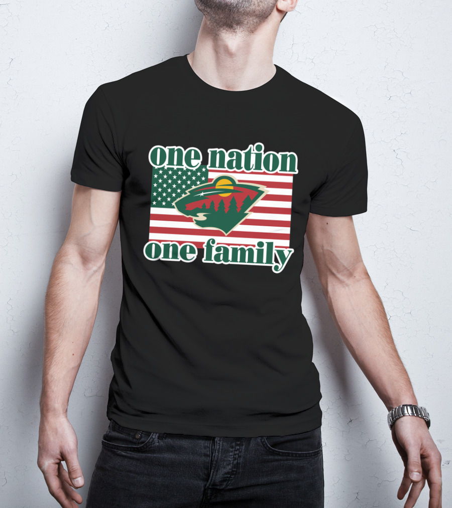 One Nation One Family 102 Minnesota Wild American Flag T-Shirt