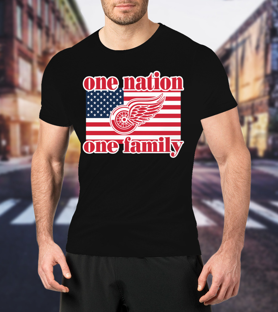 One Nation One Family Detroit Red Wings 105 American Flag T-Shirt