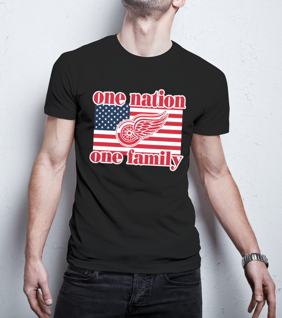 One Nation One Family Detroit Red Wings 105 American Flag T-Shirt