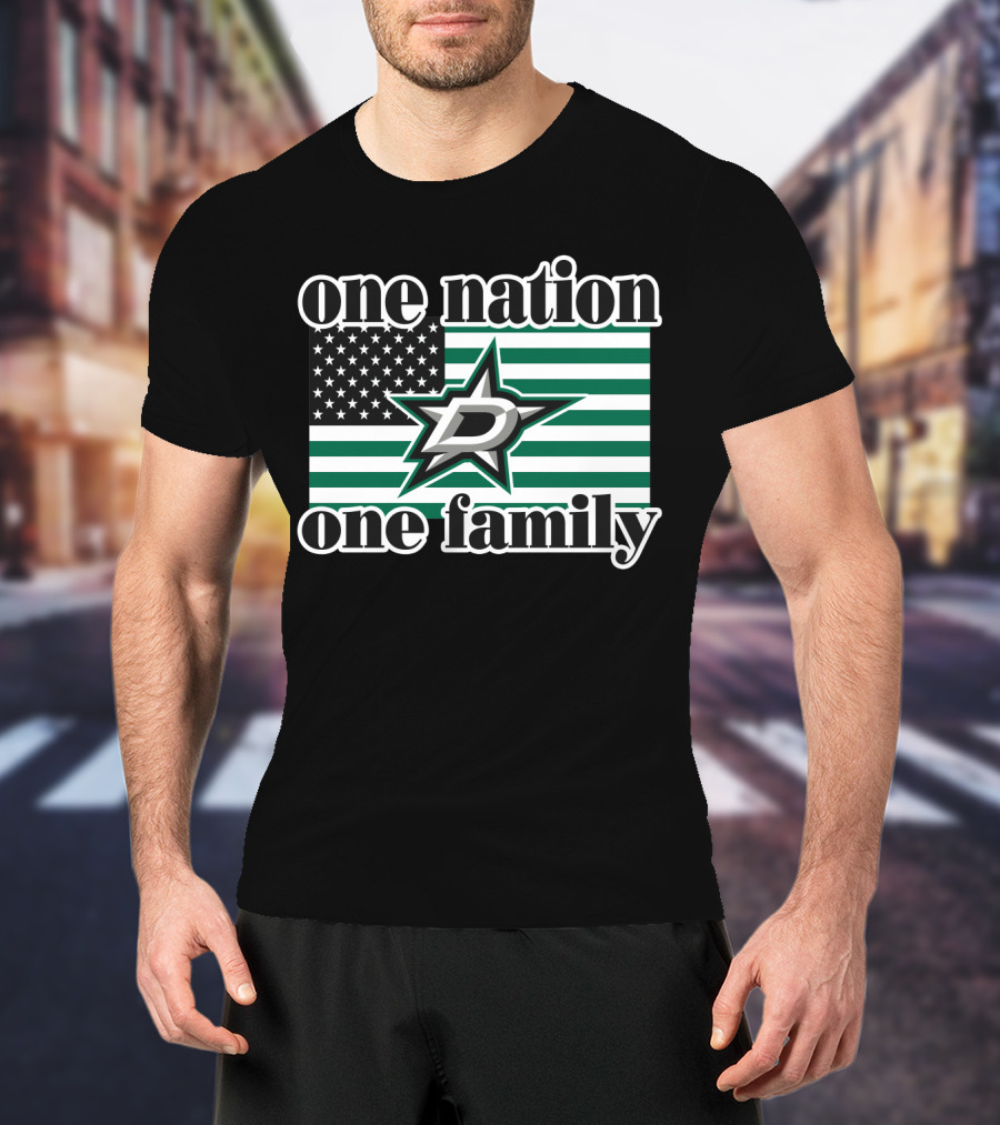 One Nation One Family Dallas Stars D Logo American Flag T-Shirt