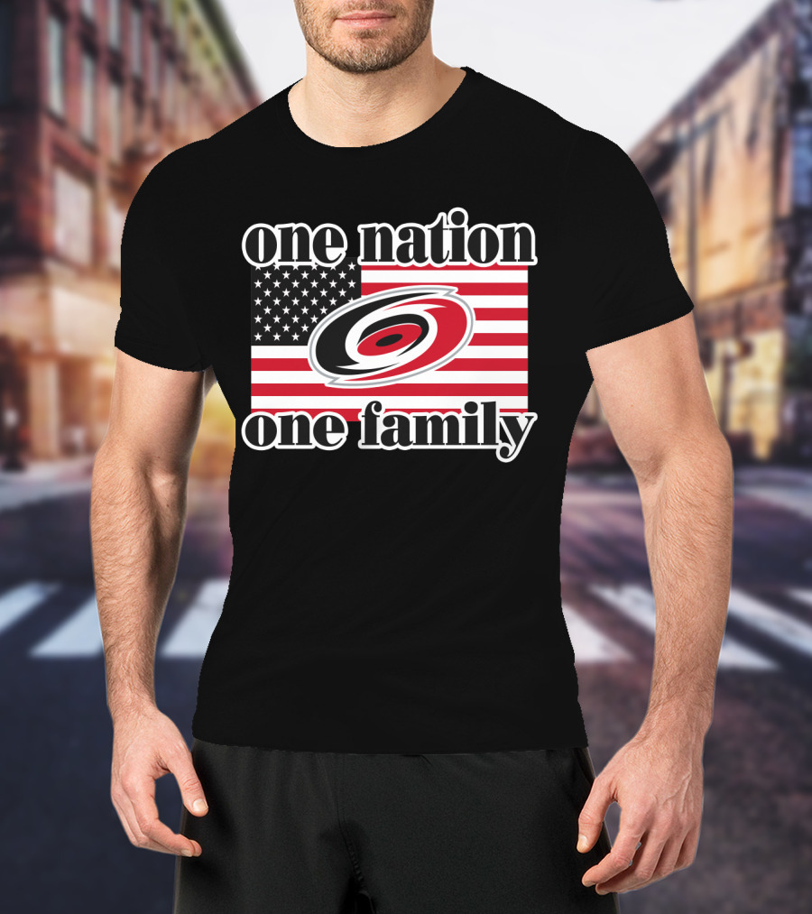 One Nation One Family Carolina Hurricanes Usa Flag T-Shirt