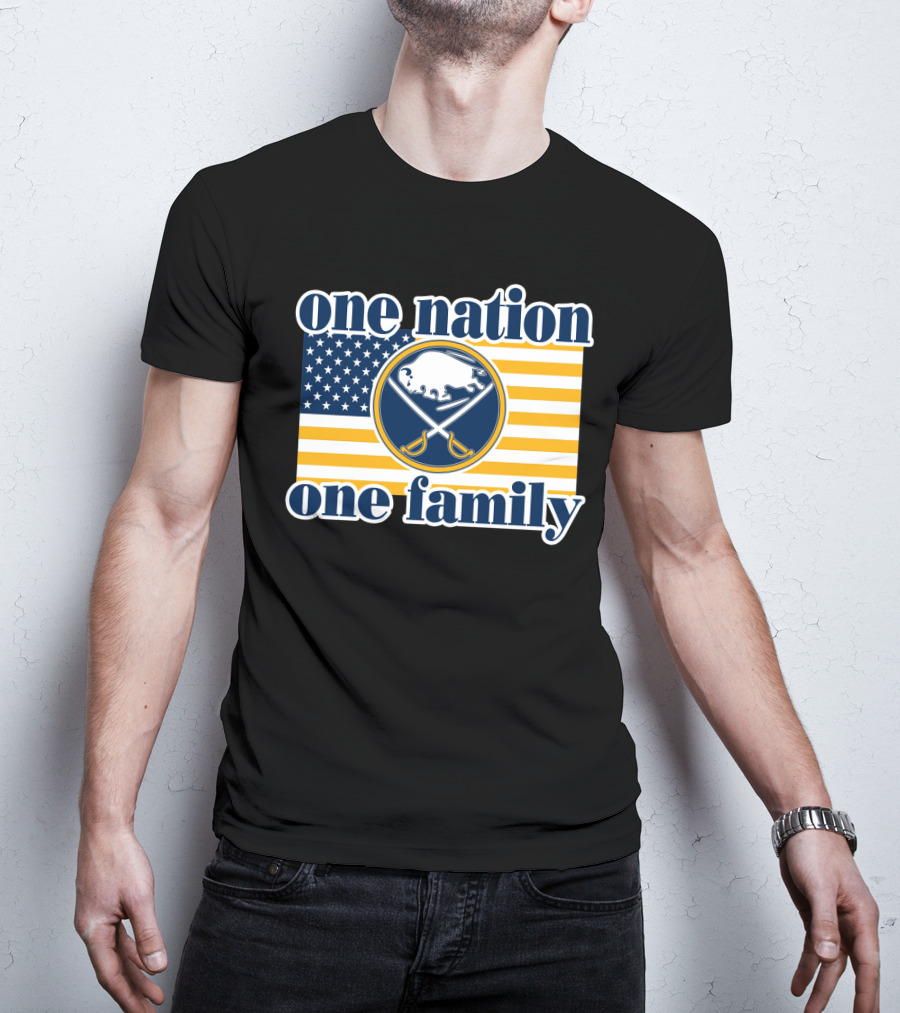 One Nation One Family Buffalo Sabres American Flag T-Shirt