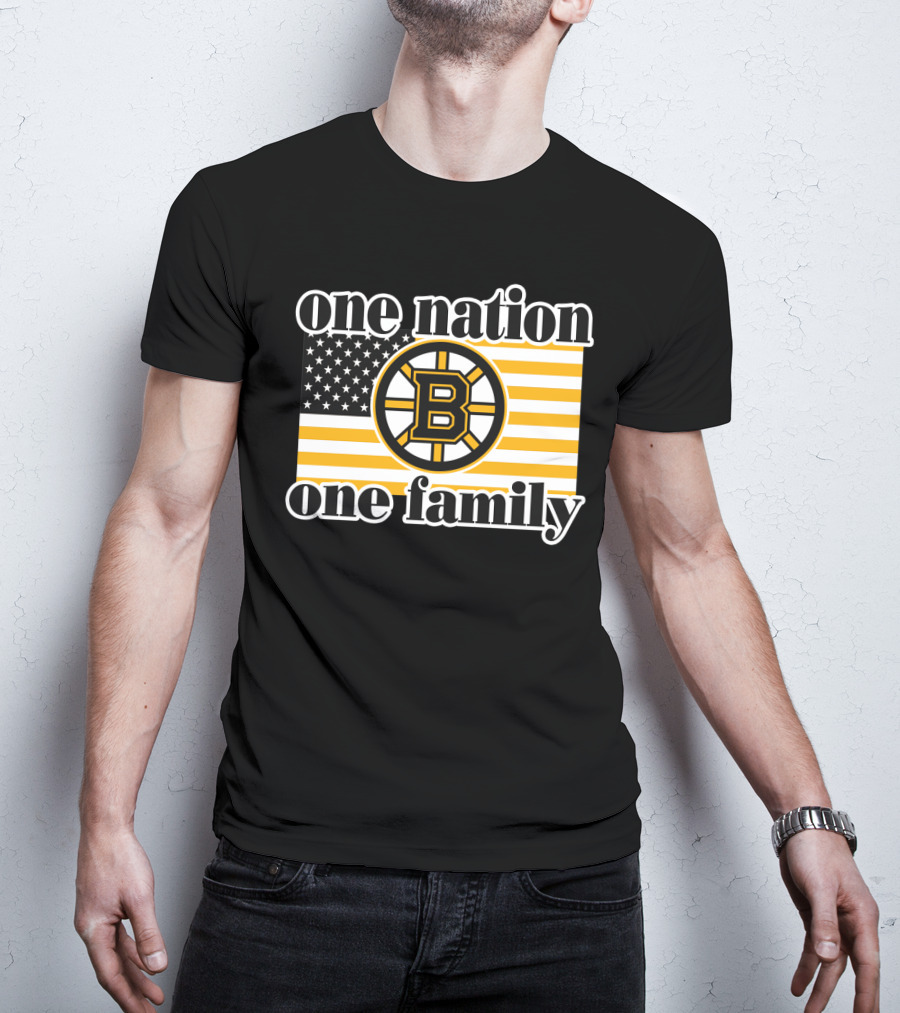 Boston Bruins One Nation One Family Flag T-Shirt