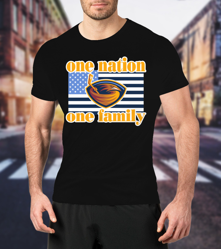 One Nation One Family Atlanta Thrashers Logo American Flag T-Shirt