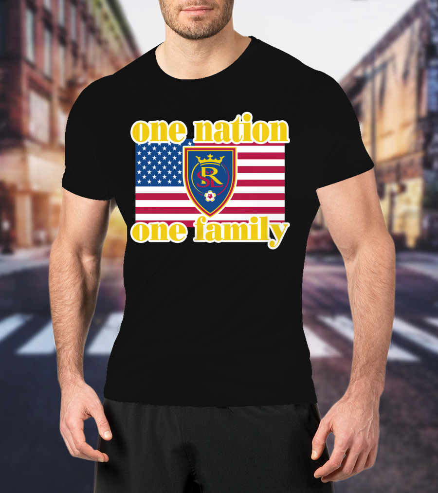 One Nation One Family Real Salt Lake Usa Flag Soccer Crest T-Shirt