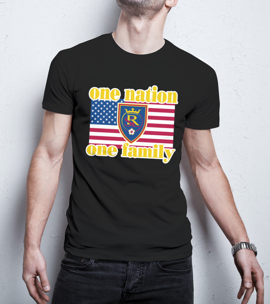 One Nation One Family Real Salt Lake Usa Flag Soccer Crest T-Shirt
