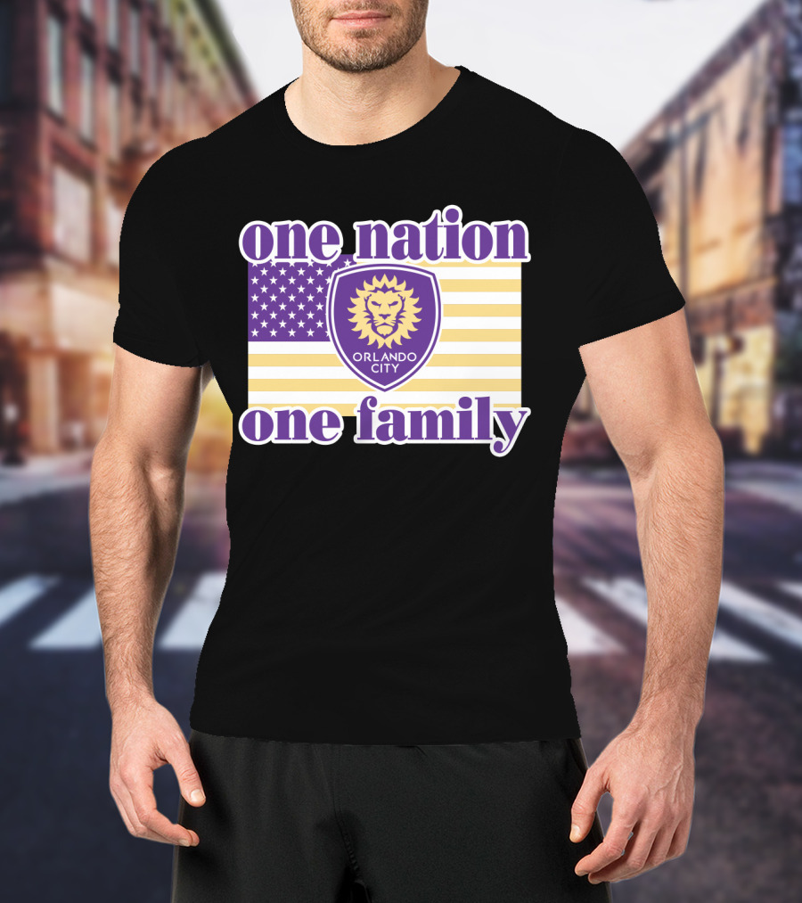 One Nation One Family Orlando City Sc American Flag Lion T-Shirt