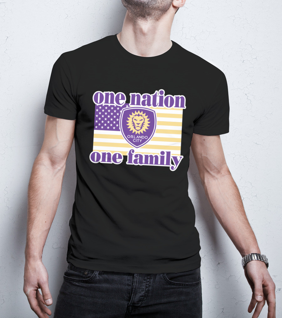 One Nation One Family Orlando City Sc American Flag Lion T-Shirt