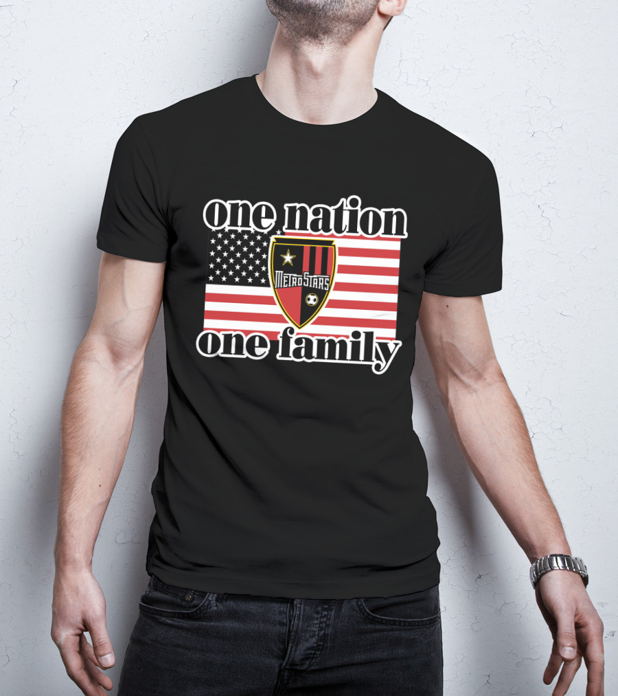 One Nation One Family Metrostars 136 Usa Flag Soccer Shield T-Shirt