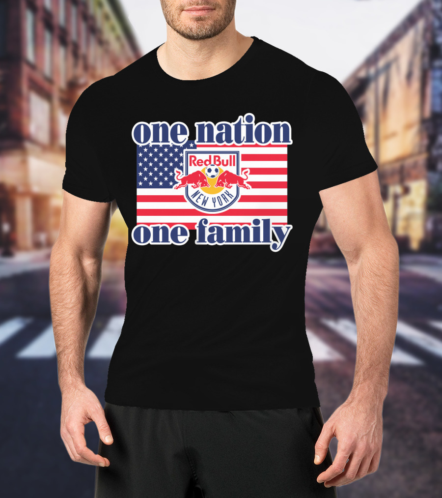 One Nation One Family Red Bull New York Us Flag T-Shirt