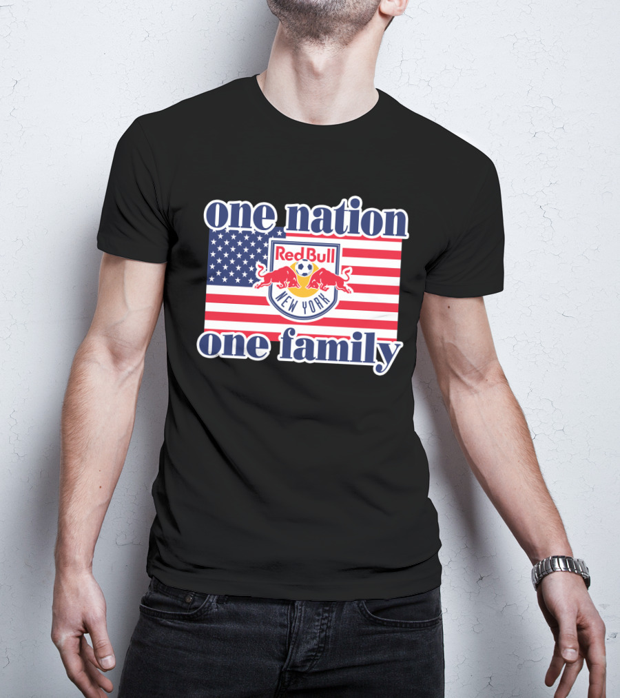 One Nation One Family Red Bull New York Us Flag T-Shirt
