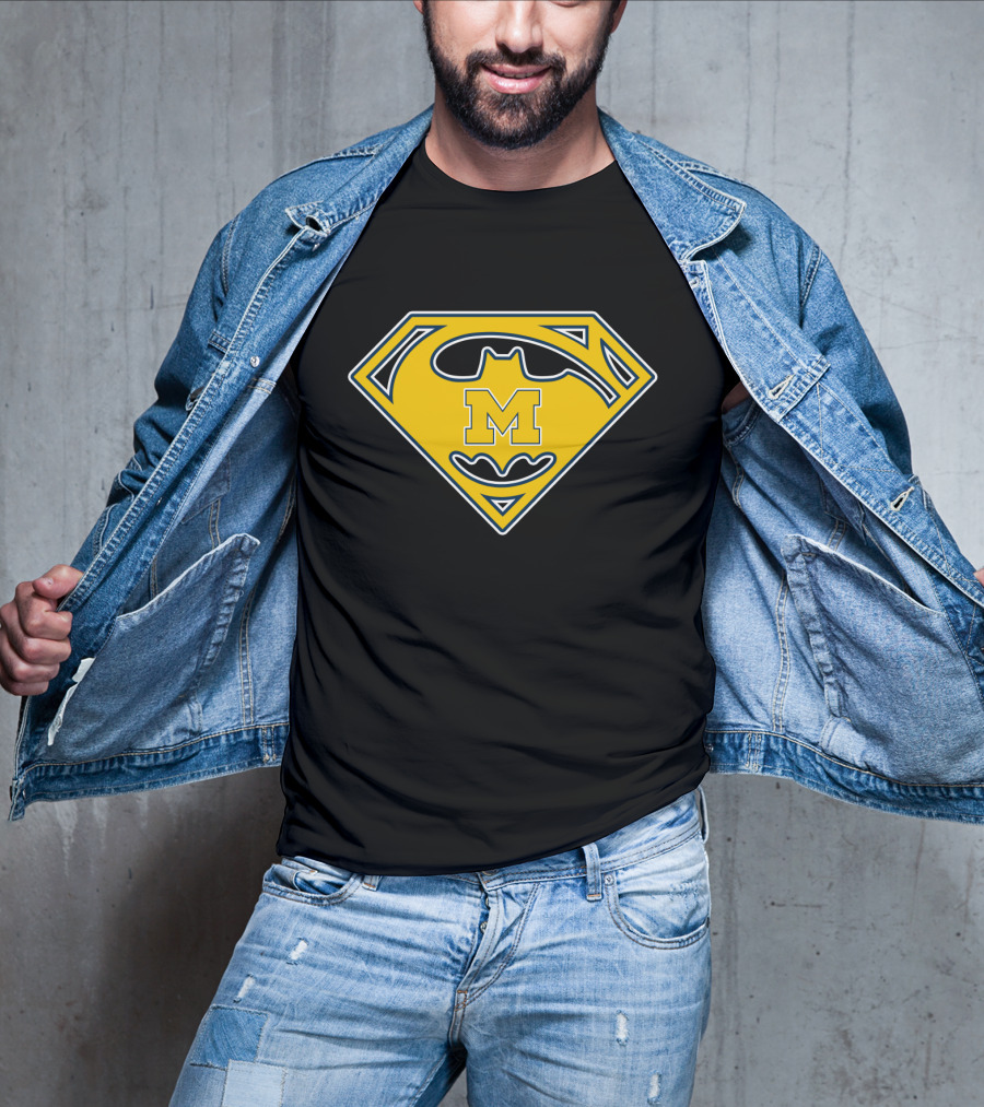 Michigan Wolverines Batman Superman Logo Icon T-Shirt