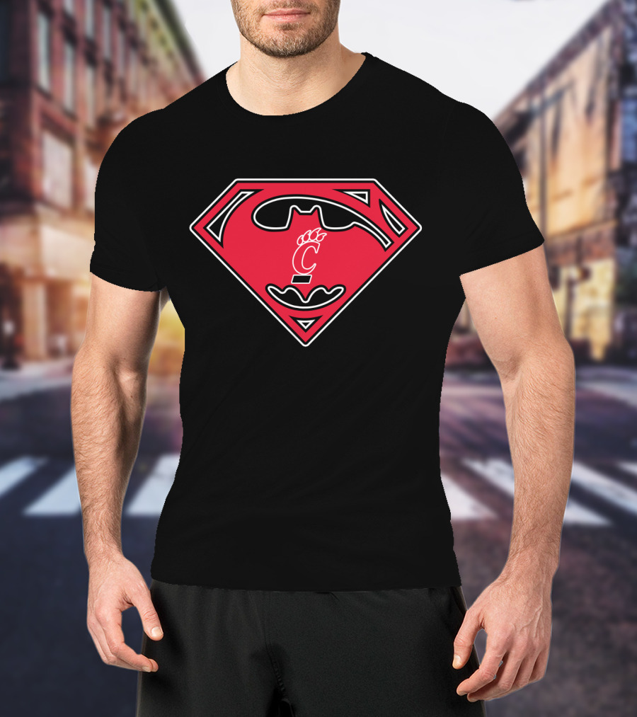 Cincinnati Bearcats Batman Superman Logo Mashup T-Shirt