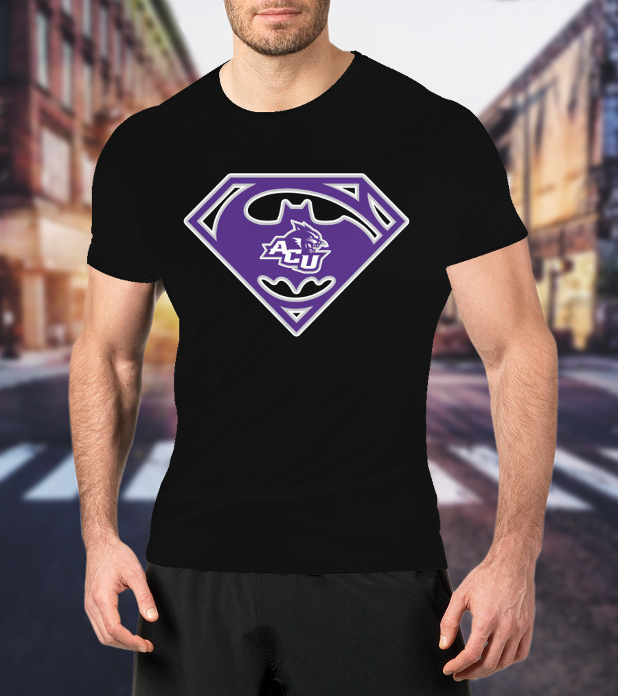 Acu Abilene Christian Wildcats Superhero Logo Purple T-Shirt