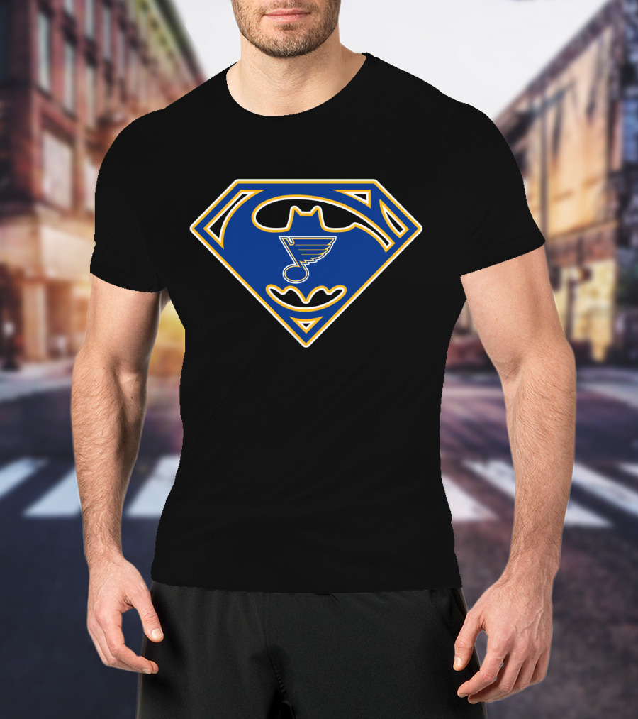 Batman Superman St. Louis Blues Logo Mashup T-Shirt