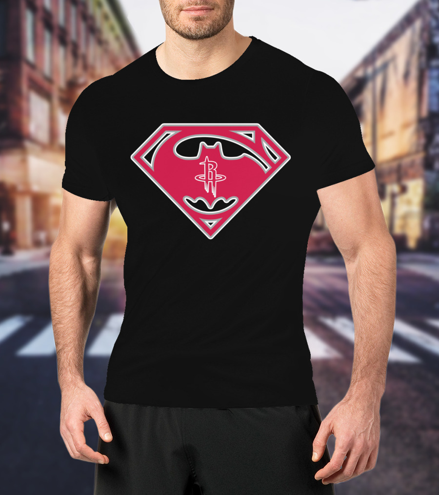 Bat Superhero Logo Houston Rockets Crossover T-Shirt