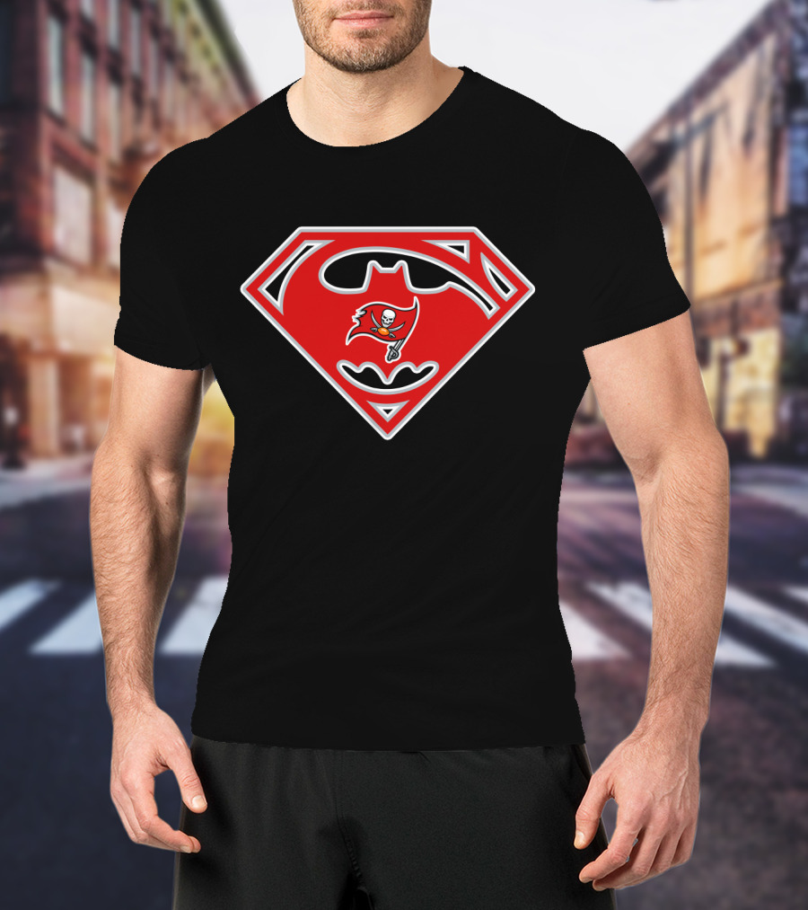 Superman Batman Buccaneers Logo Mashup 222 Tampa Bay Buccaneers T-Shirt