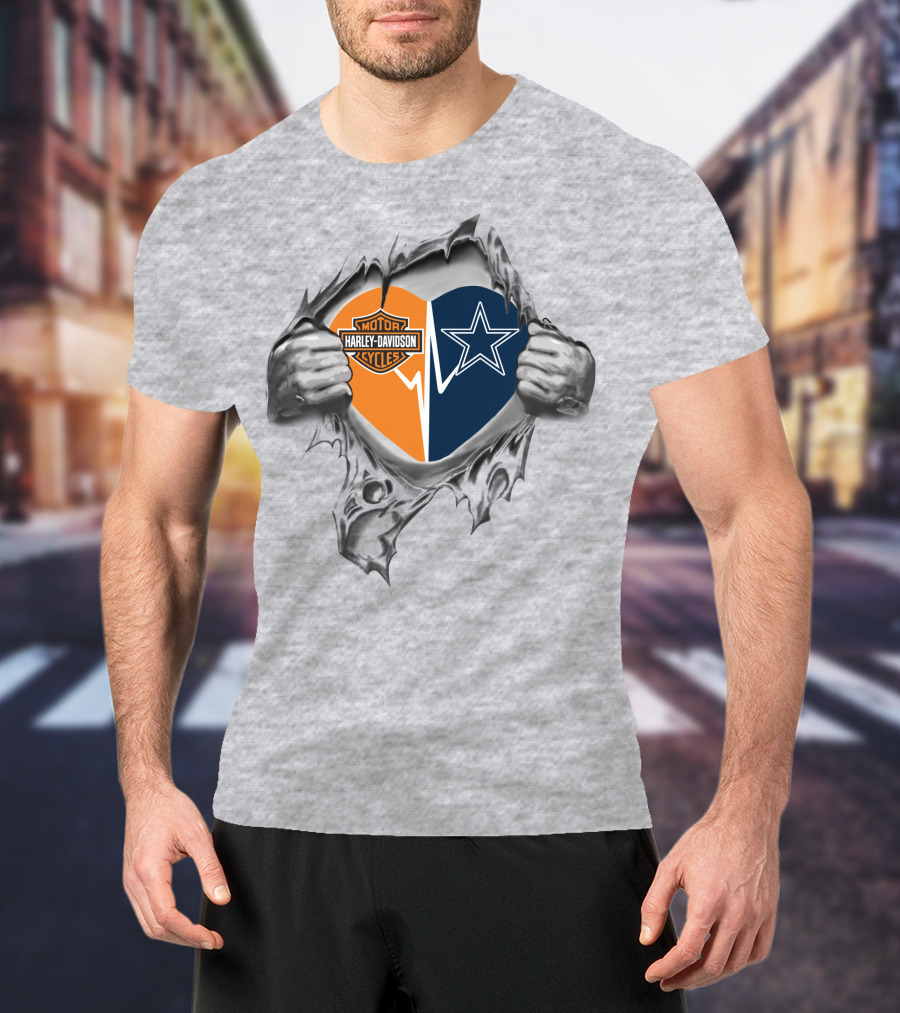 Harley Davidson Cowboys Heart Logo Fusion T-Shirt