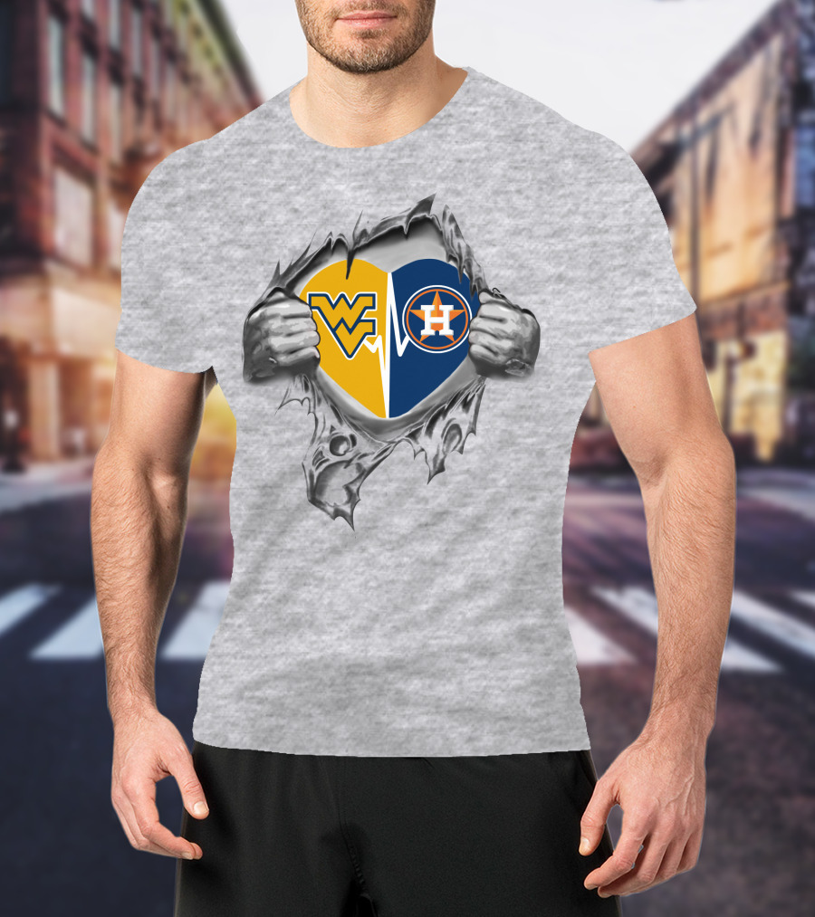 West Virginia Mountaineers Astros Heart T-Shirt