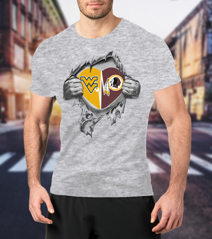 West Virginia Mountaineers Redskins Heart Tear T-Shirt