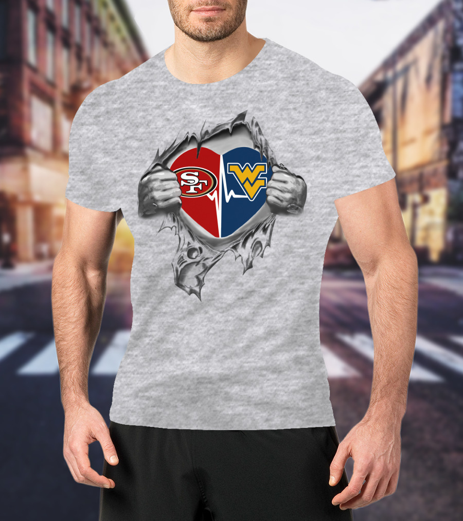 West Virginia Mountaineers San Francisco 49ers Heart T-Shirt