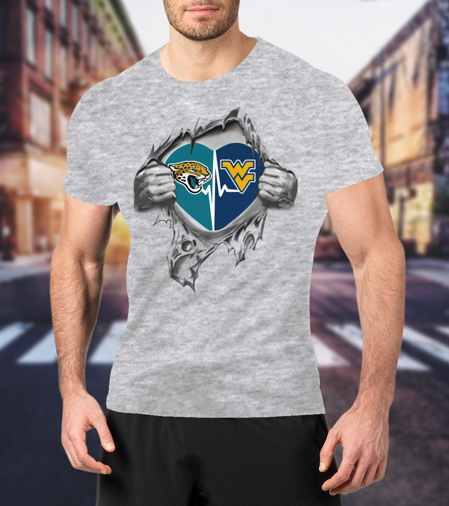 Jacksonville Jaguars West Virginia Mountaineers Heart T-Shirt