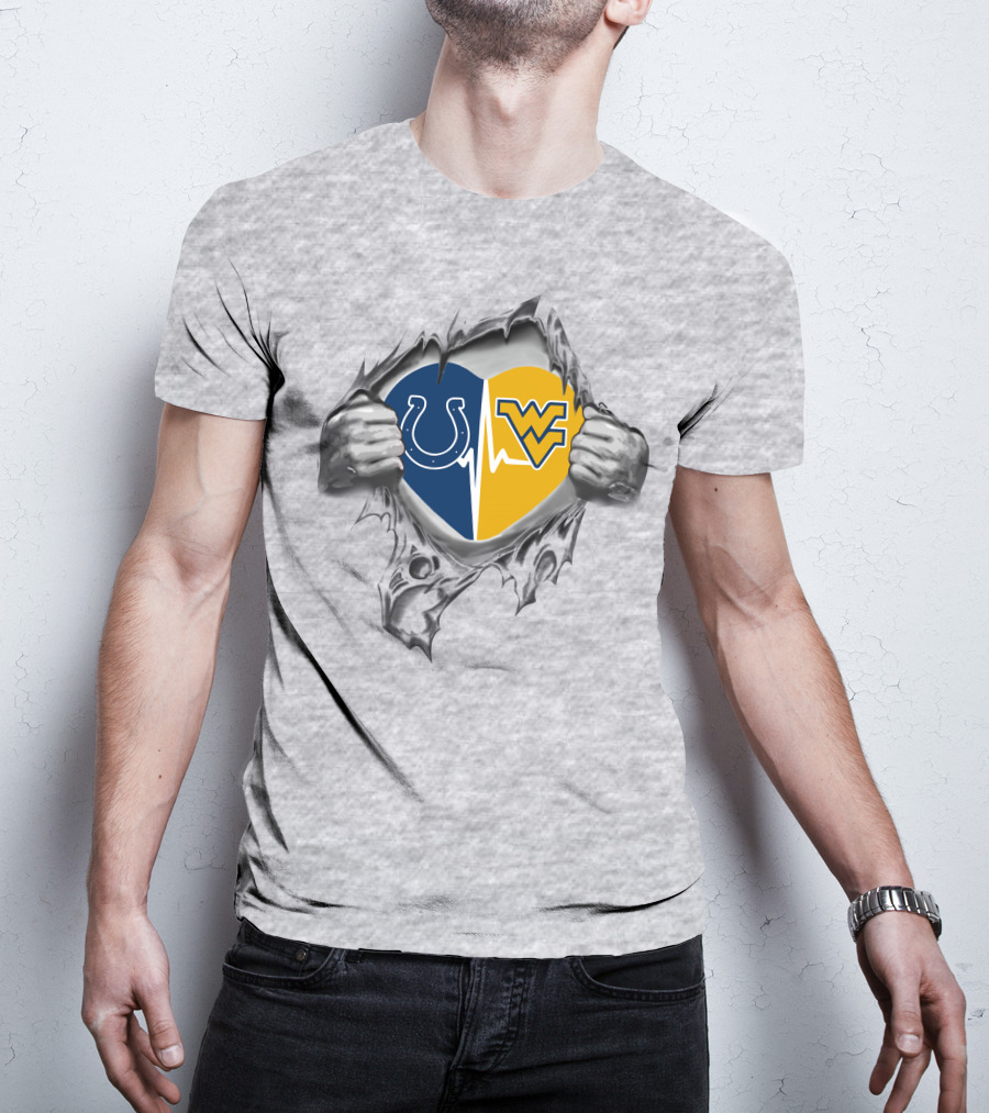 Colts West Virginia Mountaineers Heartbeat Fusion T-Shirt