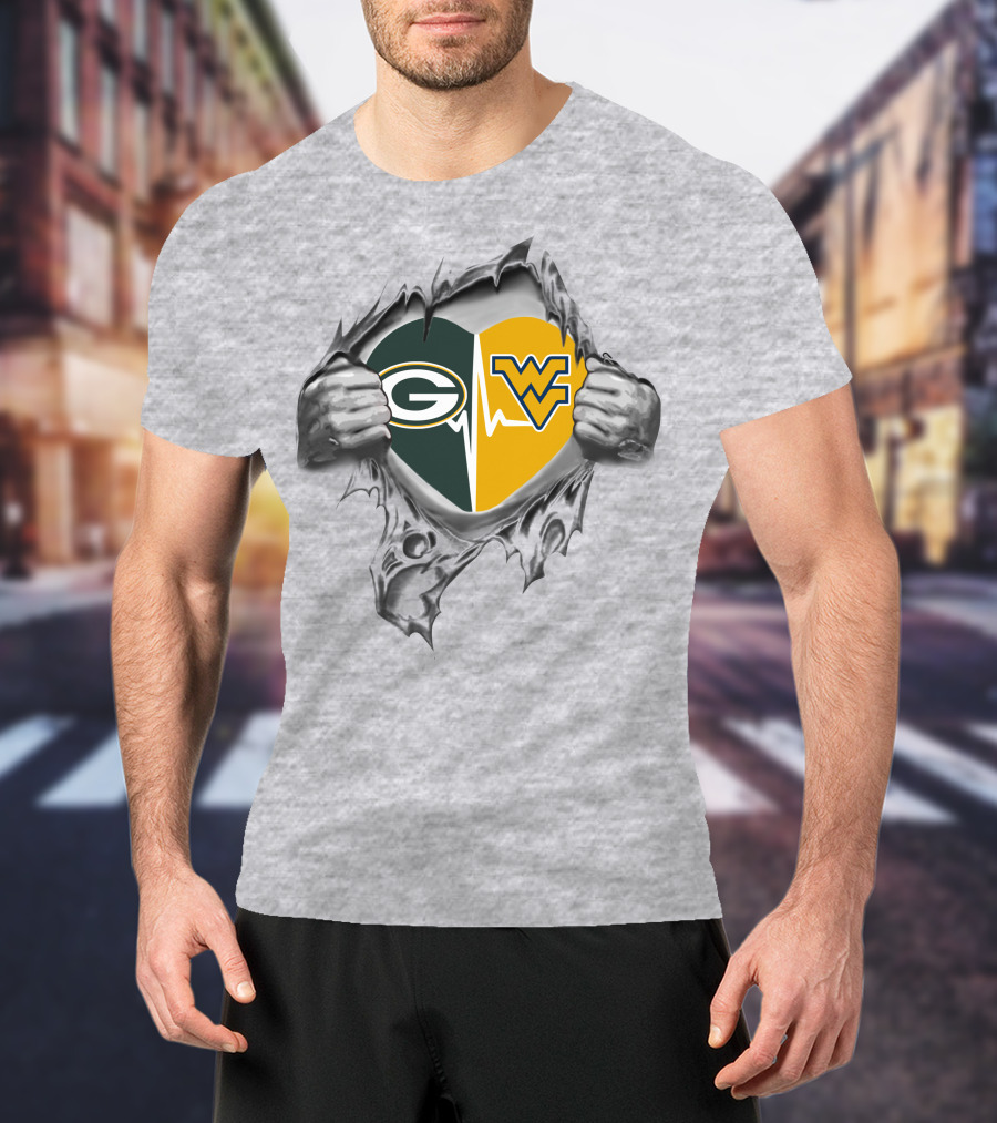 Packers West Virginia Mountaineers Heart Logo Passion Combination T-Shirt
