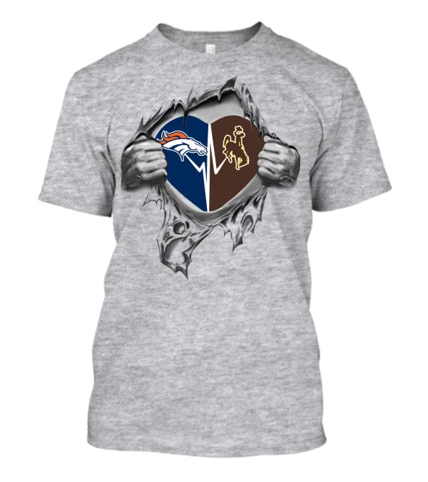 Broncos Wyoming Cowboy Heart In My Heart T-Shirt