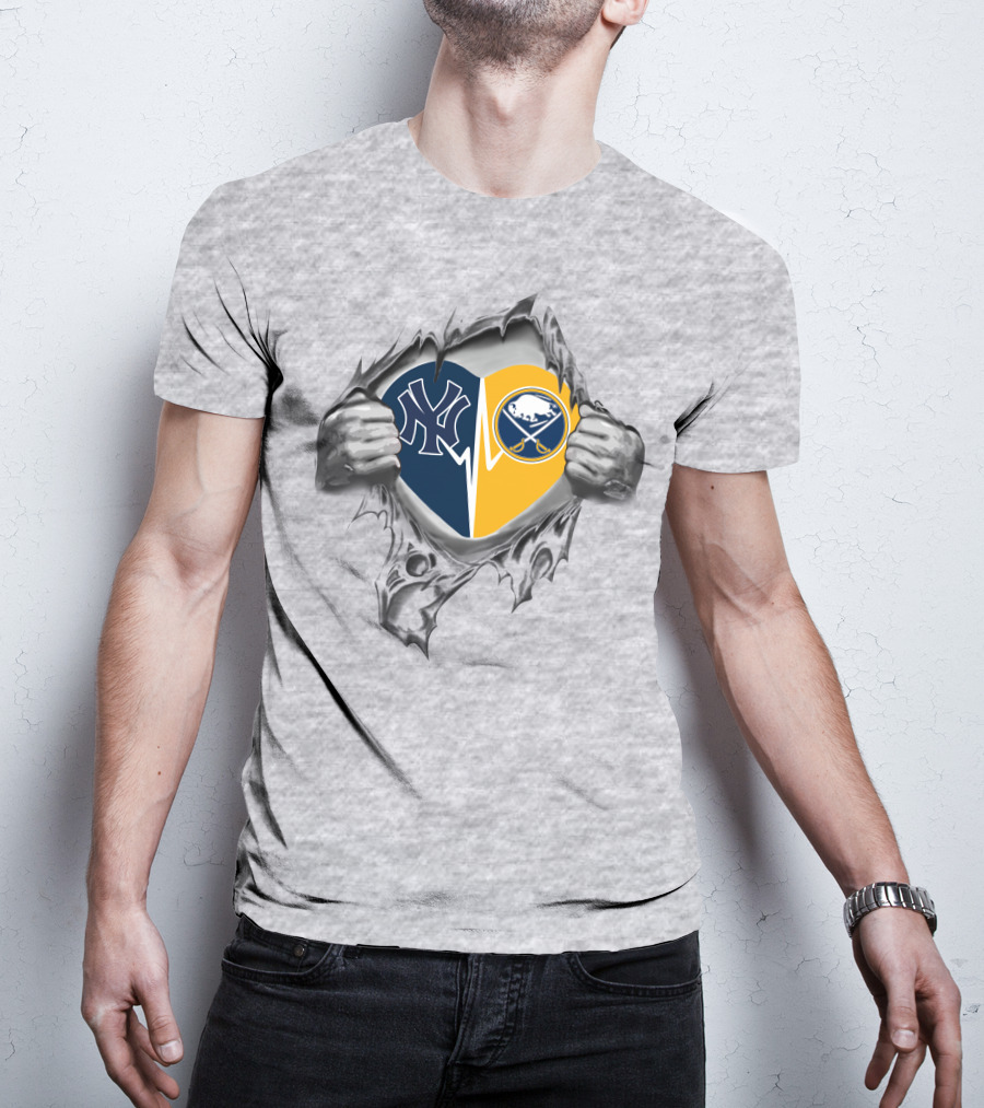 Yankees Sabres Heart Logo Inside Tearing T-Shirt