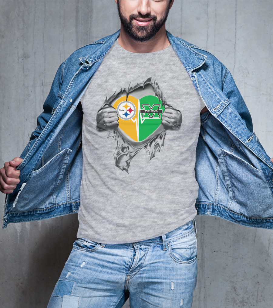 Steelers Marshall Thundering Herd Heart T-Shirt