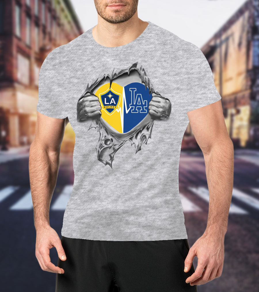 La Galaxy Dodgers Heart Rip T-Shirt