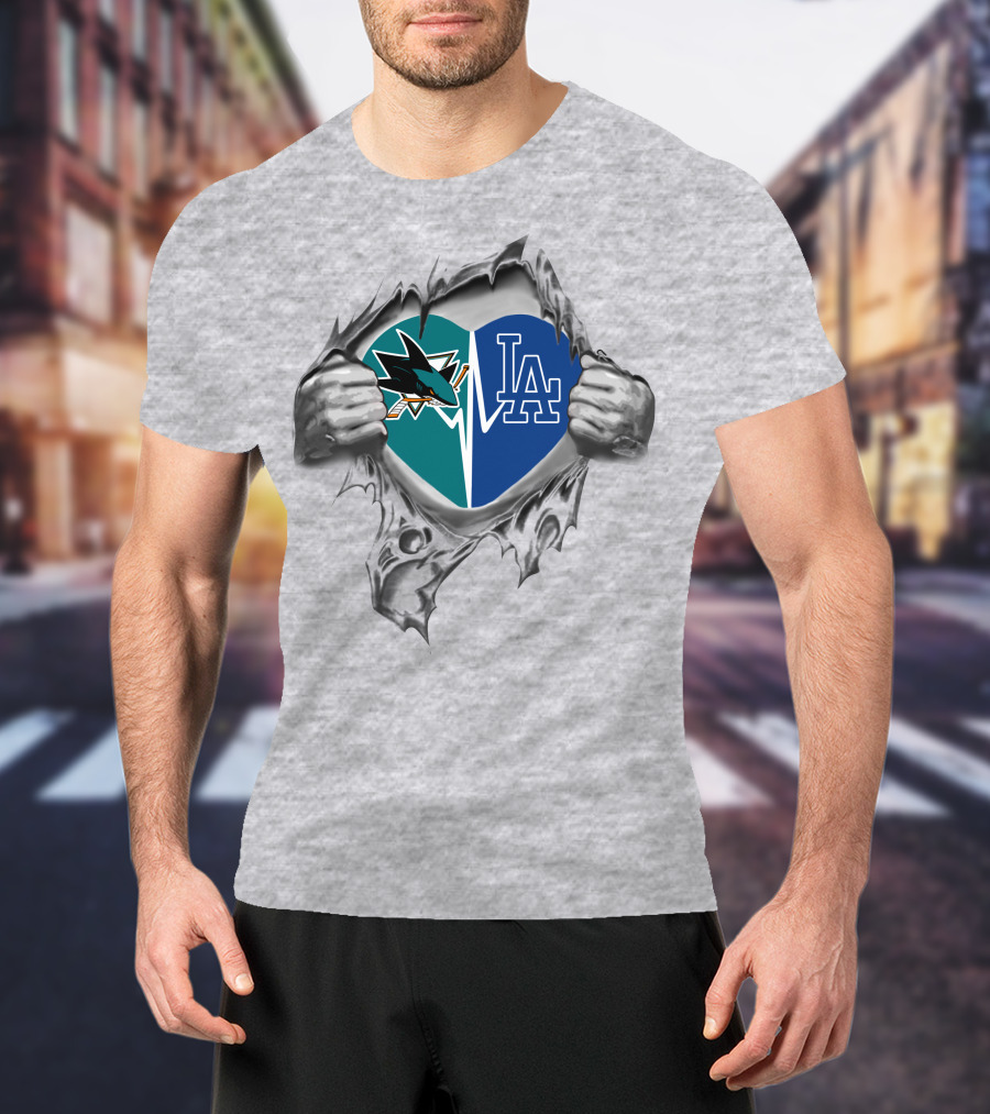 Dodgers La Sharks Heart T-Shirt