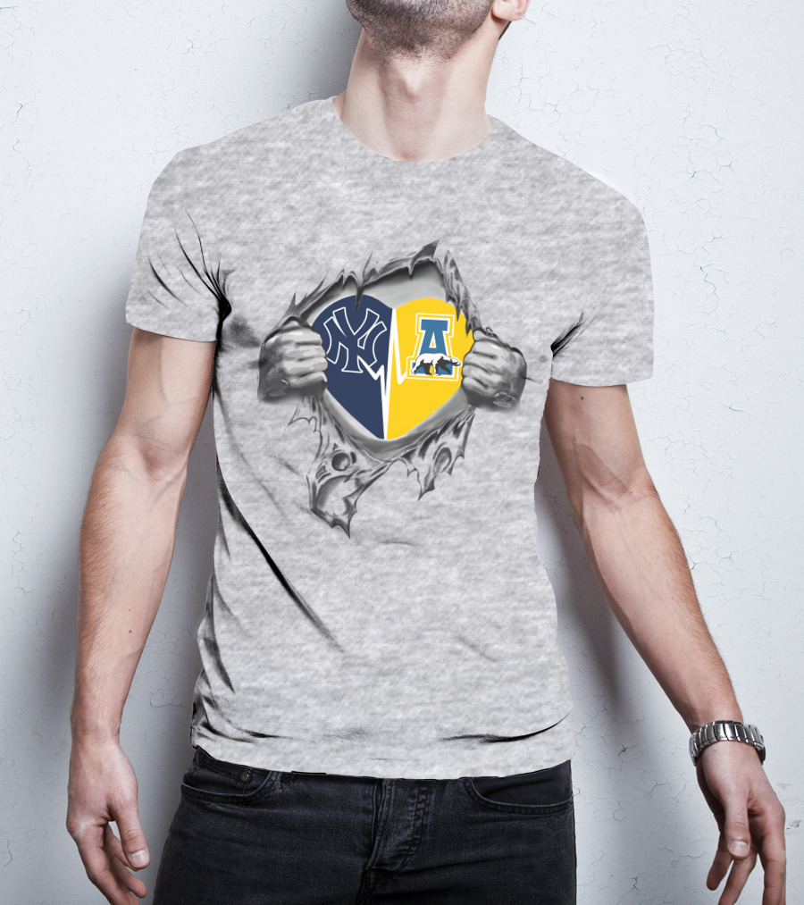 Yankees Alaska Nanooks Heartbeat Yankees And Nanooks Spirit T-Shirt